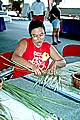 Rose Fisher-Blasingame weaving river cane