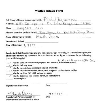 photo image release form template. Completed Written Release Form