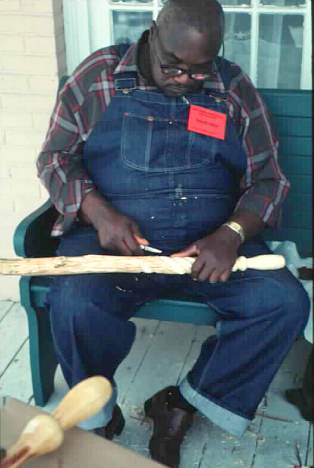 David Allen is a visionary walking stick carver whose ideas come to him in dreams or in visionary flashes of imagination. He draws on his African-American traditional Southern background for his motifs such as four leaf clovers, spirals, diamonds, snakes, and animals. 